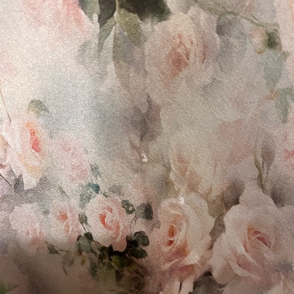 💕Selkie🐱The Poet Pink Puff Sleeve 100% Silk Charmeuse Cat Print Maxi Dress - Picture 9 of 16